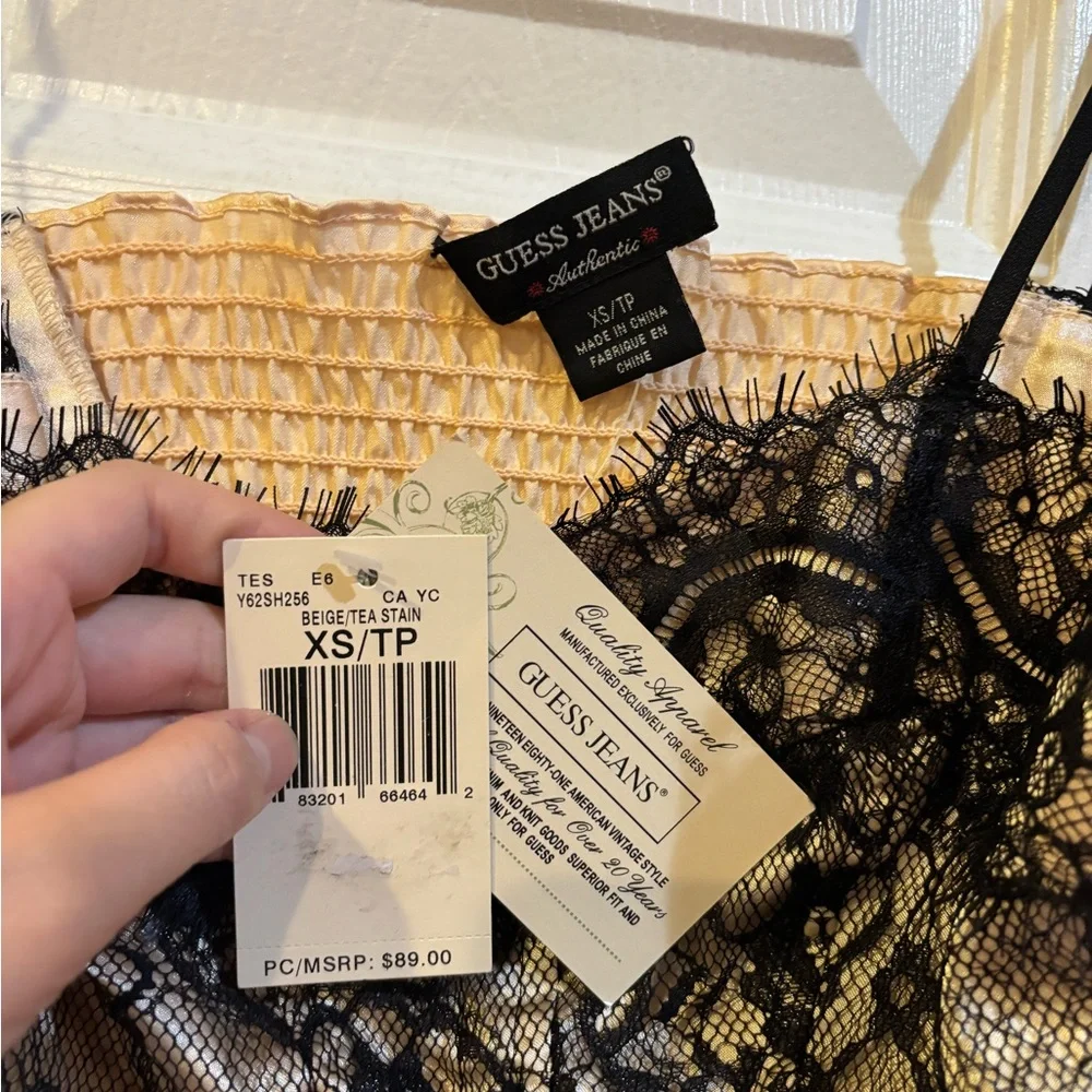 Vintage Guess Black and Cream Lace Corset Tank - Picture 4 of 4